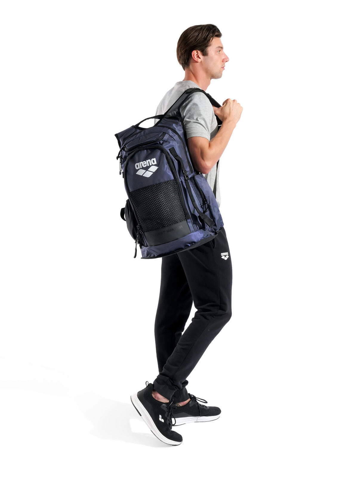 Arena All Set Backpack 45L Sports Swimming Bag Aquabreathe Water-Repellent Laptop Pocket in Navy