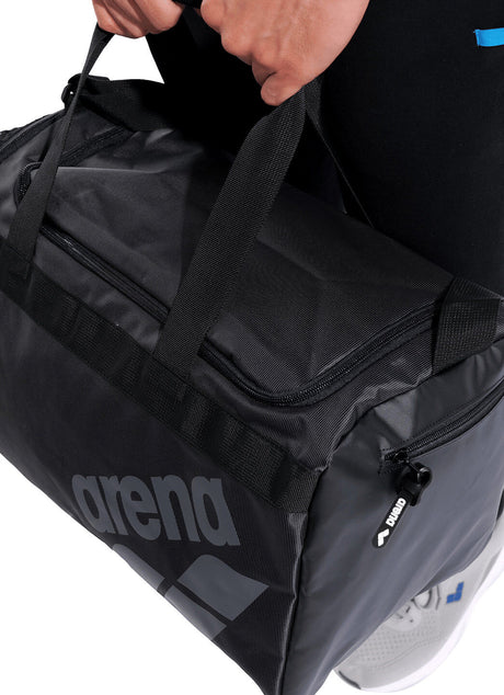 Arena All Set Duffle Bag 40L Sports Gym Travel Aquabreathe Water-Repellent in Black