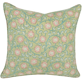 Kolka Floral Garden Soft Cotton Voile High Quality Decorative Cushion - Green