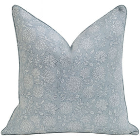 Kolka Pastel Grey Floral Luxurious Soft Cotton Voile Decorative Cushion - Grey