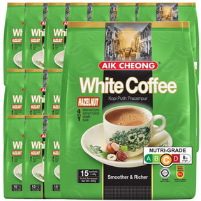 24x Aik Cheong White Instant Coffee Packs (360x 40g Sachets) - Hazelnut Flavour (14.4kg Total) Bulk