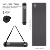 Mandala Premium Yoga Mat Set - Black (5mm Vegan Suede Mat, Adjustable Strap & Stainless Steel Water Bottle)