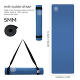 Mandala Premium Yoga Mat Set - Midnight Blue (5mm Vegan Suede Mat, Adjustable Strap & Stainless Steel Water Bottle)