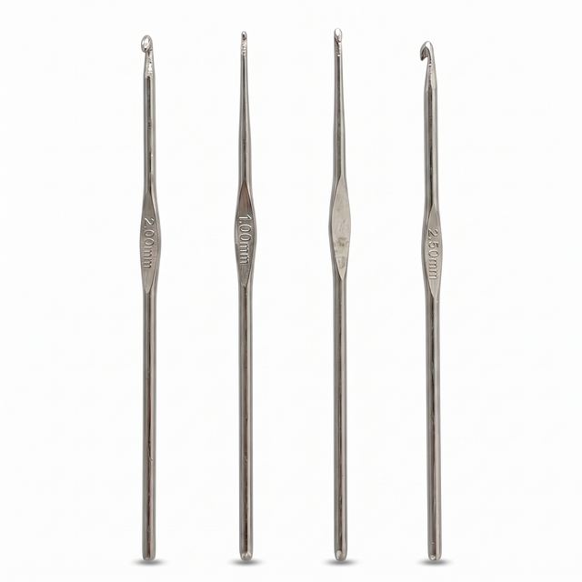 4pcs Steel Crochet Hook Set - Fine Sizes 1.00/1.80/2.00mm (Thread Lace Craft)