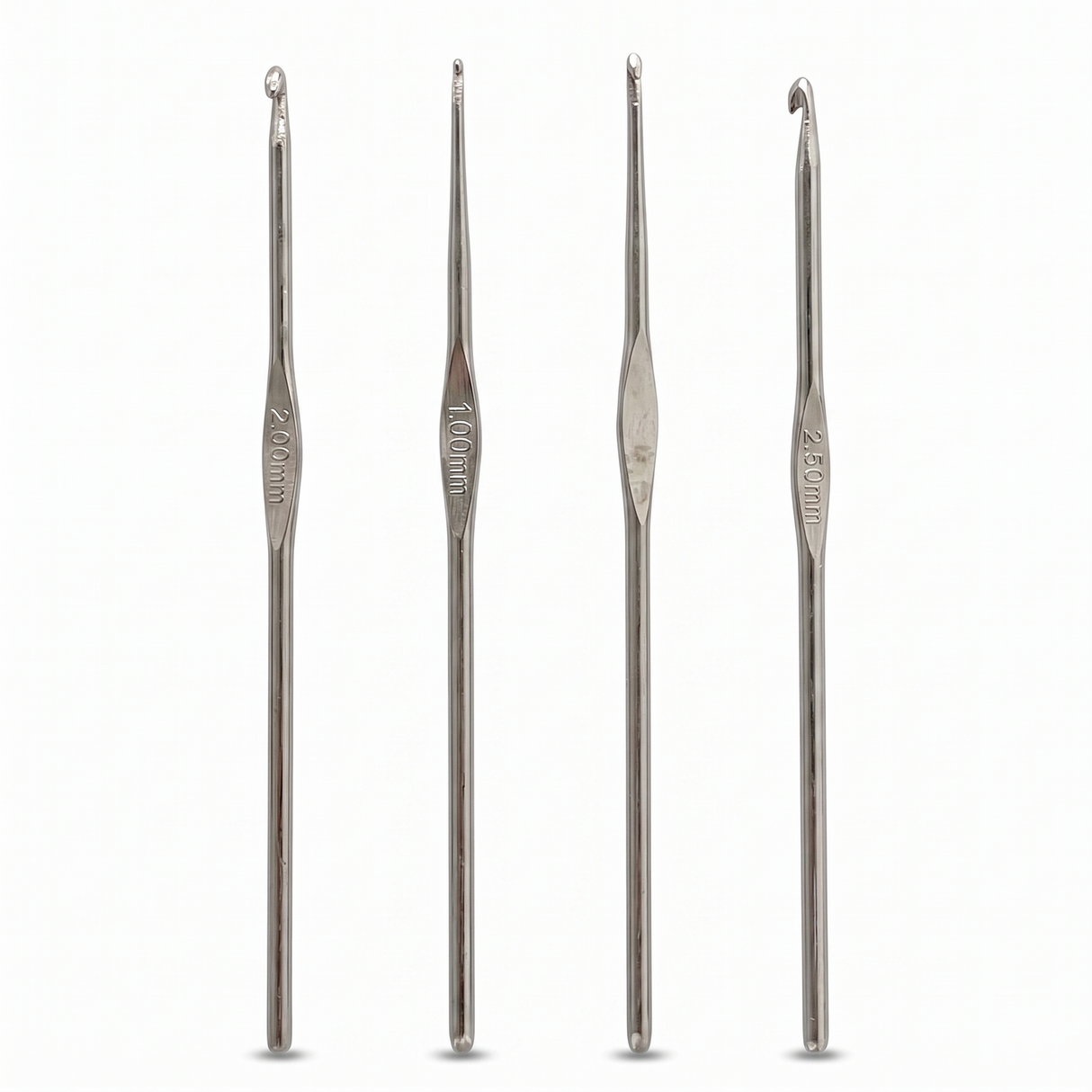 4pcs Steel Crochet Hook Set - Fine Sizes 1.00/1.80/2.00mm (Thread Lace Craft)