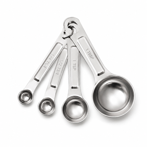 4x Stainless Steel Measuring Spoon Set w/ Ring Holder