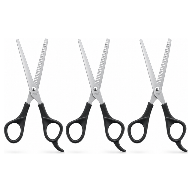 3x Stainless Steel Hair Cutting Scissors Pack - Shears for Barbers, Hairdressers & Home Salons