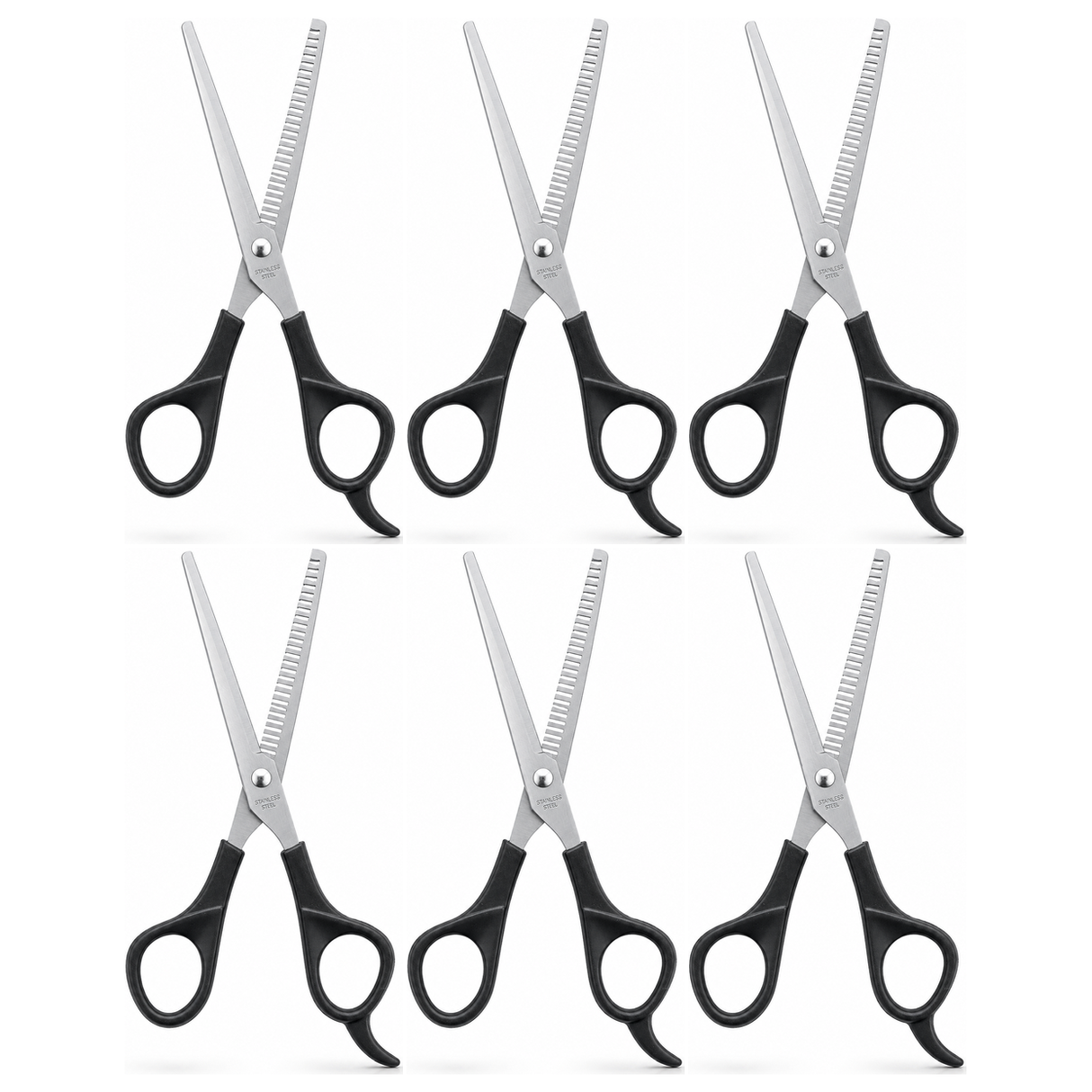 6x Stainless Steel Hair Cutting Scissors Bulk Pack - Shears for Barbers, Hairdressers & Home Salons