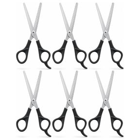 6x Stainless Steel Hair Cutting Scissors Bulk Pack - Shears for Barbers, Hairdressers & Home Salons