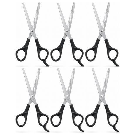 6x Stainless Steel Hair Cutting Scissors Bulk Pack - Shears for Barbers, Hairdressers & Home Salons
