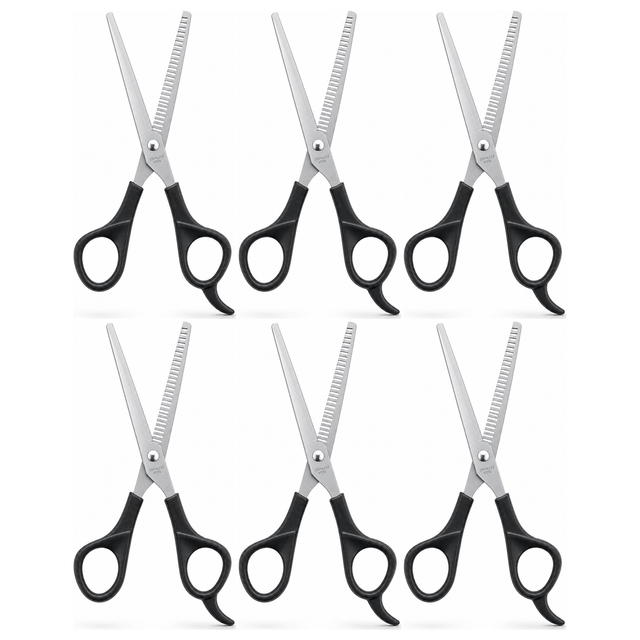 6x Stainless Steel Hair Cutting Scissors Bulk Pack - Shears for Barbers, Hairdressers & Home Salons
