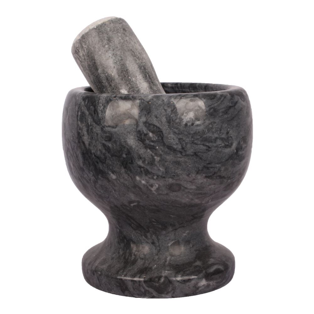 Stone Mortar & Pestle Herbs Spices Grinder in Dark Grey