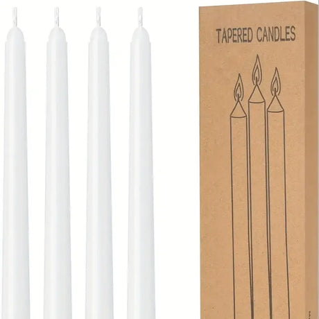 144x White Tapered Dinner Candles 20cm Bulk Pack - Unscented (Tall Wedding Table Candles)