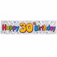 2.6m Happy 30th Birthday Party Banner - Sparkling Holographic Finish
