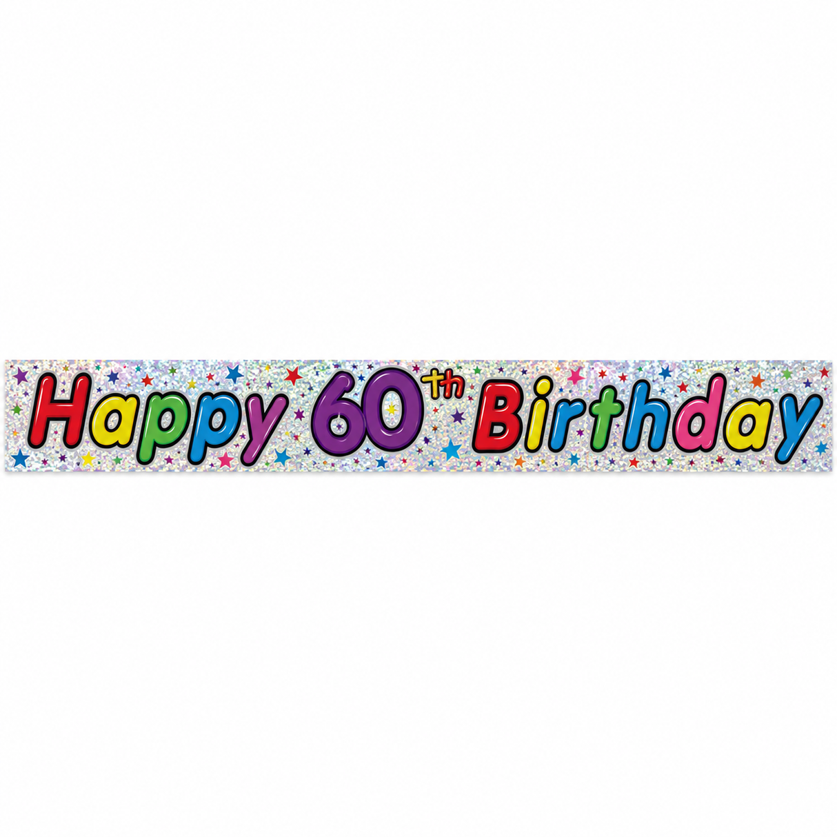 2.6m Happy 60th Birthday Party Banner - Sparkling Holographic Finish