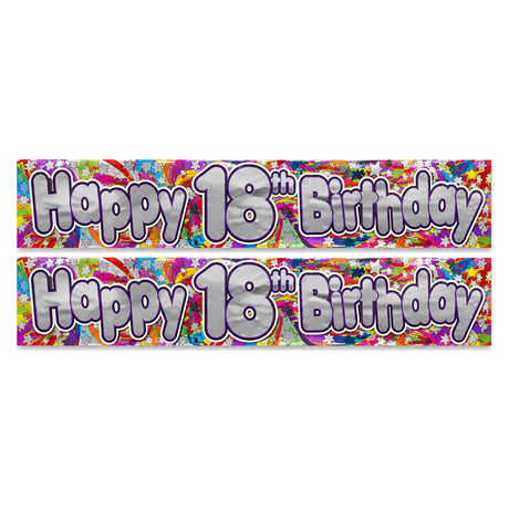 2x 2.6m Happy 18th Birthday Party Banner Pack - Bright Festive Design