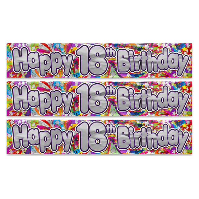 3x 2.6m Happy 18th Birthday Party Banner Pack - Bright Festive Design
