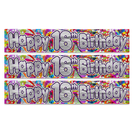 3x 2.6m Happy 18th Birthday Party Banner Pack - Bright Festive Design