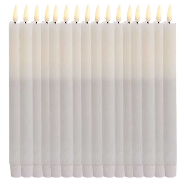 24x LED Flickering Wax Taper Candles (Battery Operated) Bulk in White