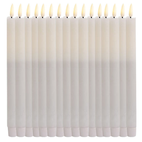 24x LED Flickering Wax Taper Candles (Battery Operated) Bulk in White