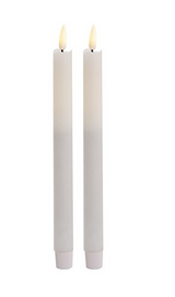 1 Pack of 2 LED Flickering Wax Taper Candles (Battery Operated) in White