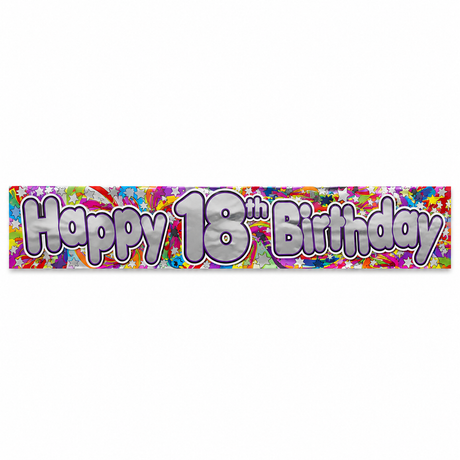 2x 2.6m Happy 18th Birthday Party Banner Pack - Bright Festive Design