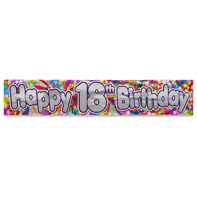2.6m Happy 18th Birthday Party Banner - Bright Festive Design