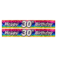 2x 2.6m Happy 30th Birthday Party Banner Pack - Rainbow (Shimmering Metallic Finish)