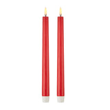 24x LED Flickering Flame Taper Candles Bulk Pack - Red (25cm Real Wax Tall Candle)