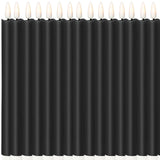 24x LED Flickering Wax Taper Candles (Battery Operated) Bulk in Black