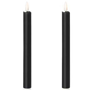1 Pack of 2 LED Flickering Wax Taper Candles (Battery Operated) in Black