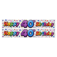 2x 2.6m Happy 40th Birthday Party Banner Pack - Glitter Holographic Finish