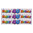 3x 2.6m Happy 40th Birthday Party Banner Pack - Glitter Holographic Finish