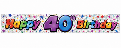 2x 2.6m Happy 40th Birthday Party Banner Pack - Glitter Holographic Finish