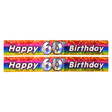 2x 2.6m Happy 60th Birthday Party Banner Pack - Rainbow (Shimmering Metallic Finish)