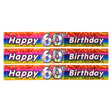 3x 2.6m Happy 60th Birthday Party Banner Pack - Rainbow (Shimmering Metallic Finish)
