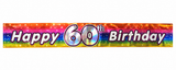 2.6m Happy 60th Birthday Party Banner - Rainbow (Shimmering Metallic Finish)