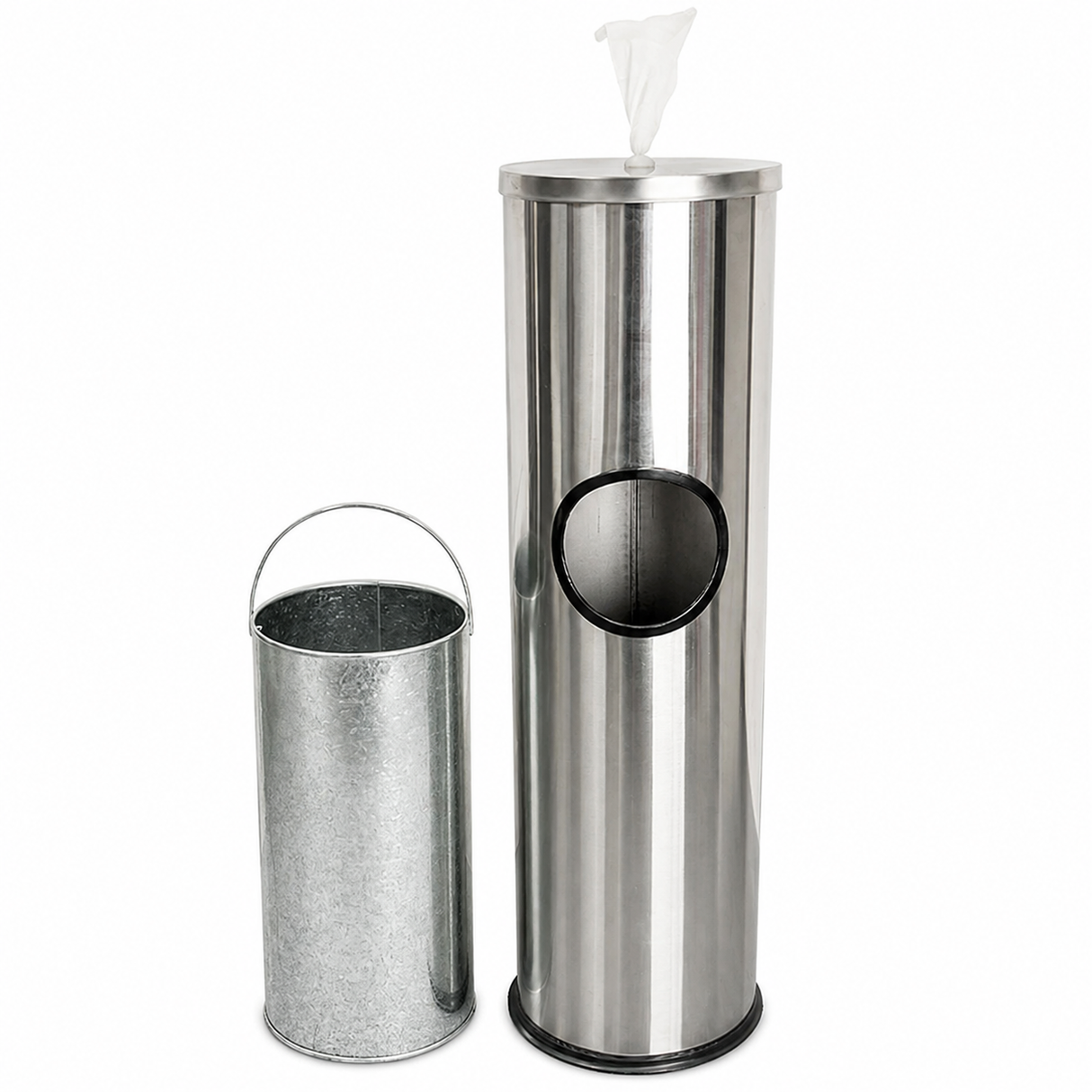 2-in-1 Freestanding Stainless Steel Antibacterial Wipes Dispenser & Bin