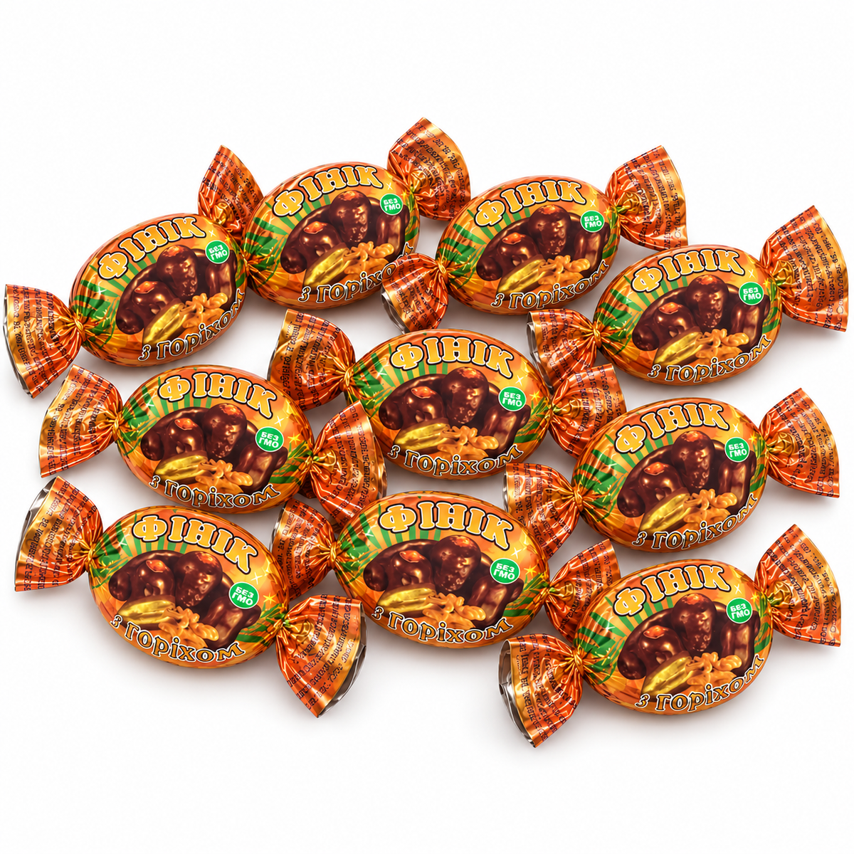 10pcs "Finik" Date with Walnuts Chocolates Sweets - Product of Ukraine