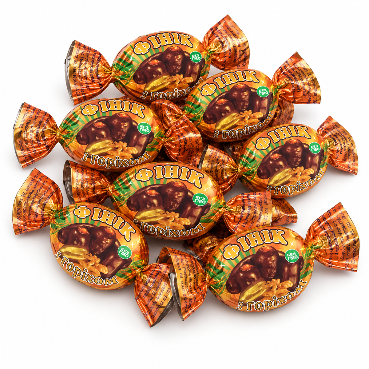 10pcs "Finik" Date with Walnuts Chocolates Sweets - Product of Ukraine