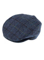 DENTS Abraham Moon Tweed Flat Cap Wool Ivy Hat Driving Cabbie Quilted - Blue