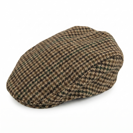Dents Mens Abraham Moon Tweed Quilted Flat Cap - Brown (Driving Cabbie Ivy Hat)