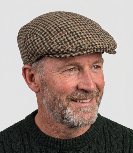 Dents Mens Abraham Moon Tweed Quilted Flat Cap - Brown (Driving Cabbie Ivy Hat)