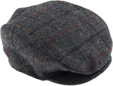 Dents Mens Abraham Moon Tweed Quilted Flat Cap - Charcoal (Driving Cabbie Ivy Hat)