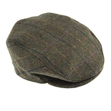 Dents Mens Abraham Moon Tweed Quilted Flat Cap - Olive (Driving Cabbie Ivy Hat)