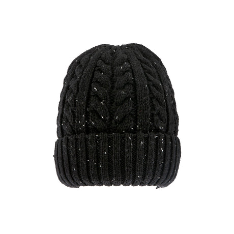 Dents Men’s Cable Knit Beanie Hat with Marl Yarn - Black