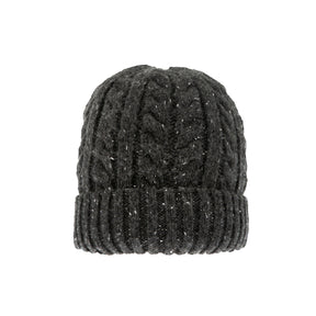 Dents Men’s Cable Knit Beanie Hat with Marl Yarn - Charcoal