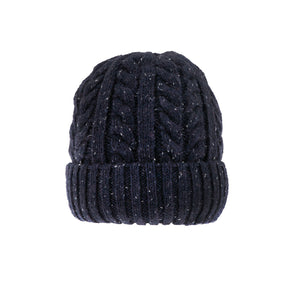 Dents Men’s Cable Knit Beanie Hat with Marl Yarn - Navy