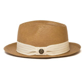 Goorin Brothers Mens Snare Straw Fedora Trilby Hat Panama Summer Beach - Natural