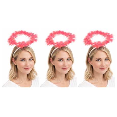 3x Red Angel Headband Pack - Halo Hair Hoop for Costume/Fancy Dress Party